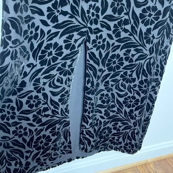 Vintage Express 90s Y2K Womens Velvet Burnout Maxi Dress Black Floral Whimsigoth - Picture 9 of 9